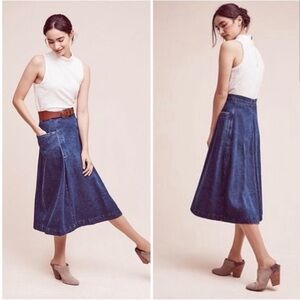 Carleen Dark Denim Pocket Midi Skirt size Small